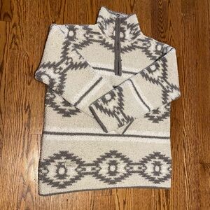 Simply Southern Tan/White/Grey Quarter Zip Pullover MEDIUM